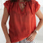 Tiered Ruffled Drawstring V Neck Top