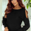 Black Asymmetrical Cut Out Buttoned Long Sleeve Top