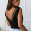 Black Lace Splicing Open Back V Neck Tank Top