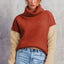 Clay Red Color Block Turtle Neck Drop Shoulder Knit Sweater