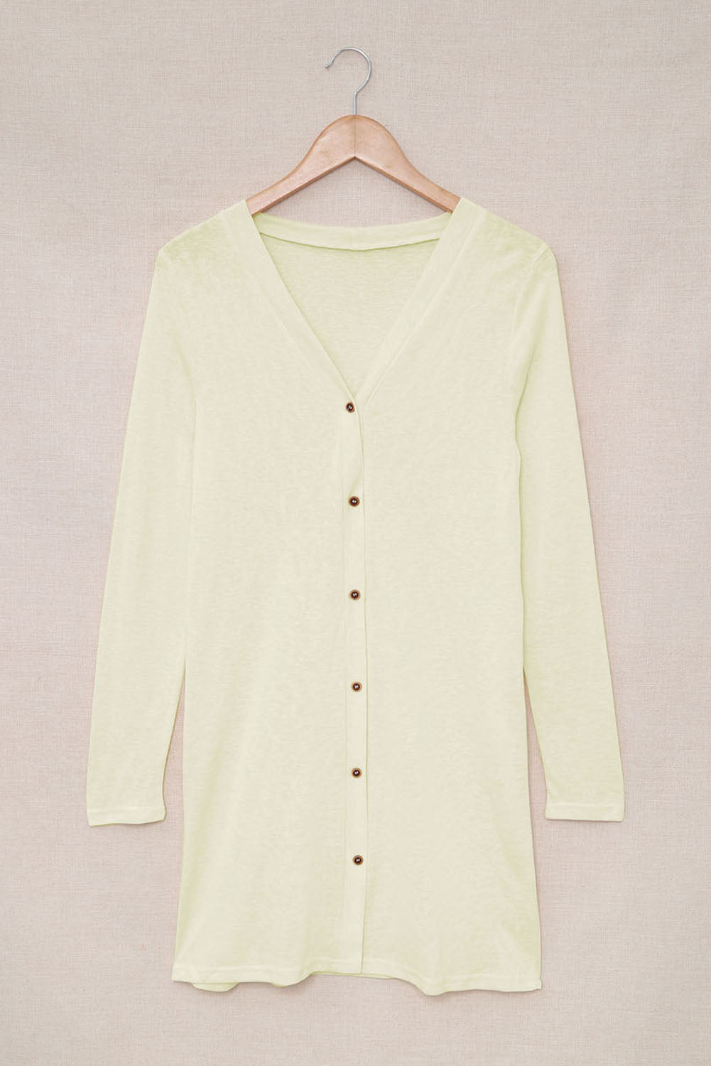 Solid Color Open-Front Buttons Cardigan