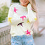 White Colorful Star Pattern Loose Sweater