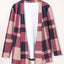 Draped Open Front Plaid Cardigan