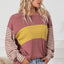 Peach Blossom Colorblock Striped Bishop Sleeve Top