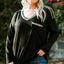 Black Long Sleeve Sequined V Neck Plus Size Top