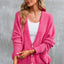 Rose Buttons Front Pocketed Sweater Cardigan