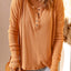 Orange Waffle Knit Henley Top