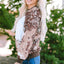 Brown Bleached Tie Dye Leopard Print Long Sleeve Top