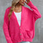 Rose Buttons Front Pocketed Sweater Cardigan