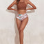 Brown Solid Strappy Halter Bikini Printed High Waist Swimsuit