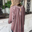 Rose Tan Button Keyhole Back Velvet Swing Top