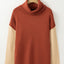 Clay Red Color Block Turtle Neck Drop Shoulder Knit Sweater