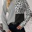 Pale Khaki Leopard Colorblock Waffle Knit Top