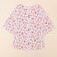 Pink Printed 3/4 Dolman Sleeve Plus Size Blouse