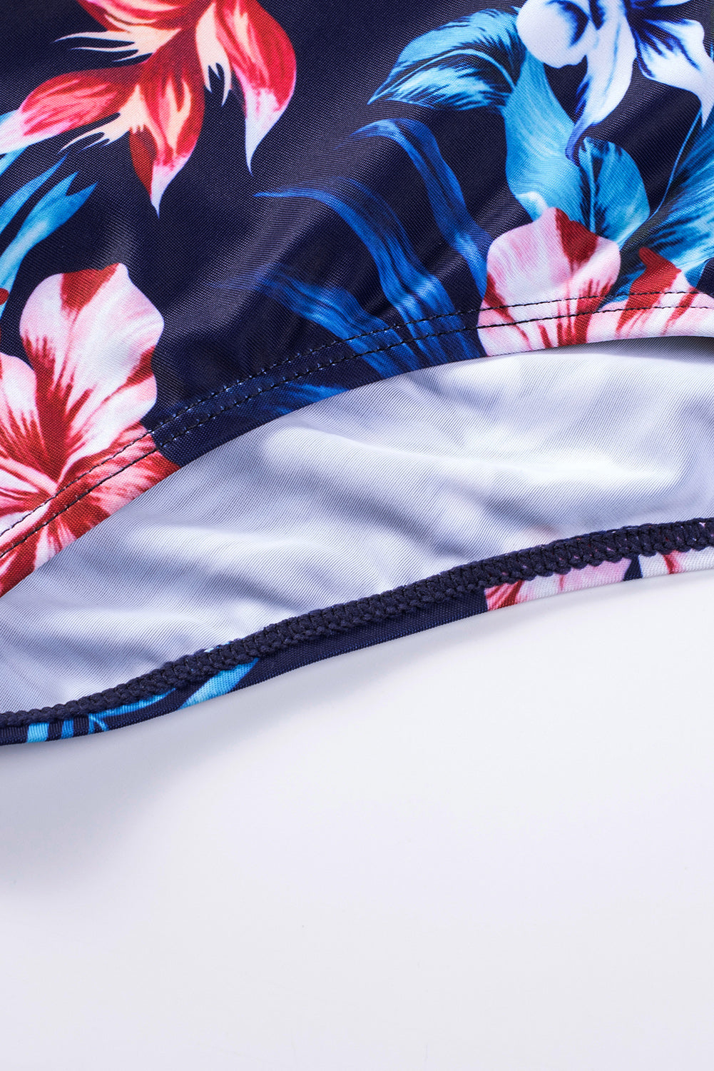 Black Floral Print Mesh Patchwork Criss Cross One Piece Swimsuit