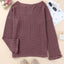 purple Waffle Knit Loose Long Sleeve Top