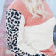 Red Leopard Color Block Knitted Long Sleeve Top