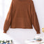 Chestnut Ribbed Knit Drop Shoulder Ruffled Sleeve Textured Top