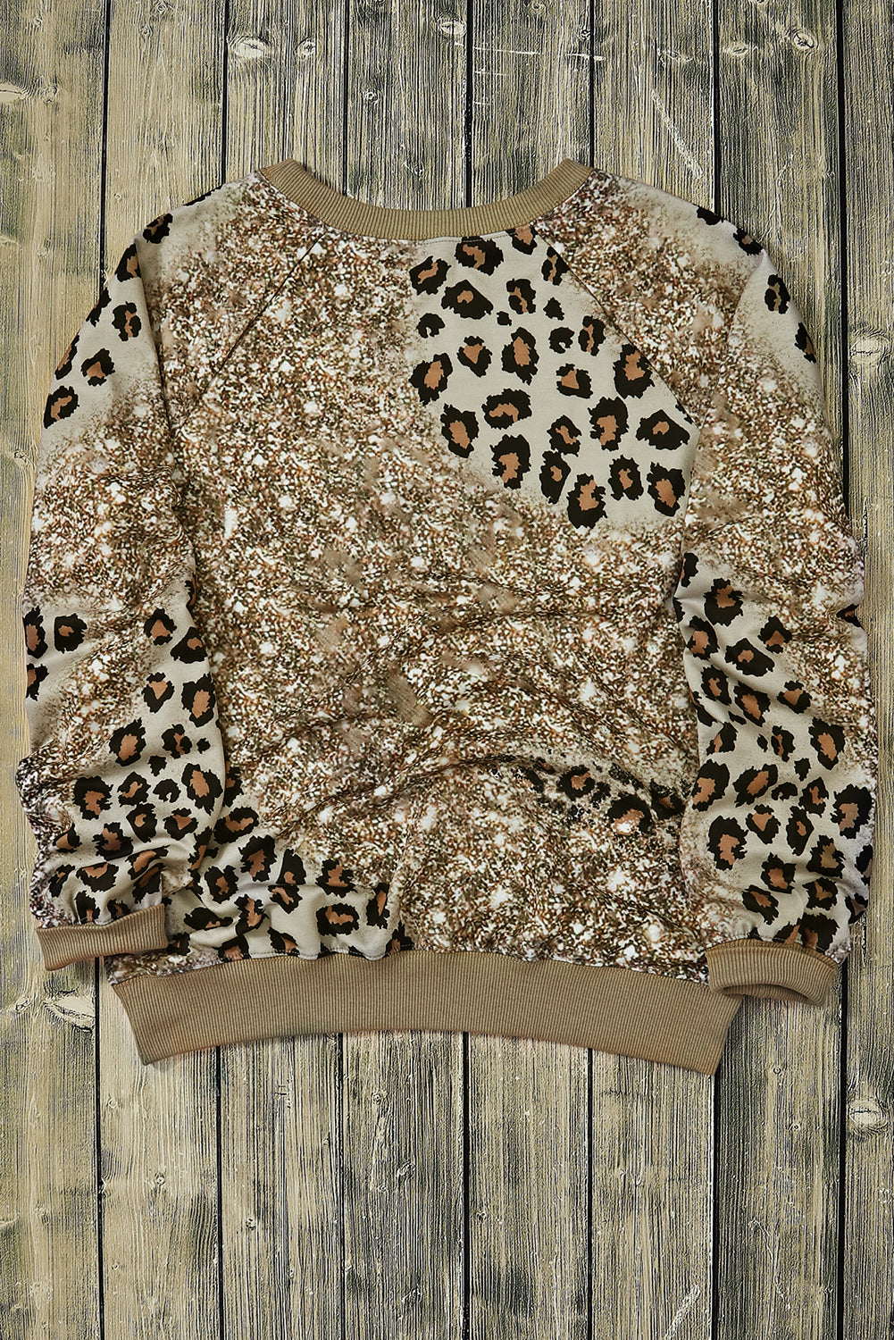 Leopard Print Bleached Long Sleeve Top