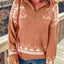 Pink Geometry Knit Quarter Zip Sweater