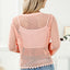 Pink Hollowed Eyelets Knit Bell Sleeve Sweater