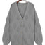 Gray Plus Size Knitted Hollow out Button up Cardigan