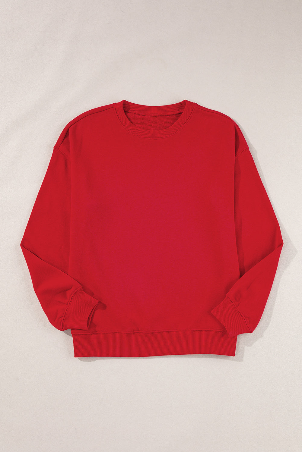 Red Solid Classic Crewneck Pullover Sweatshirt