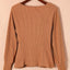 Brown U Neck Textured Long Sleeve Top