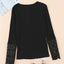 Black Crochet Lace Hem Sleeve Button Top