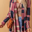 Draped Open Front Plaid Cardigan