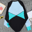 Blue Color Block Zipper Long Sleeve Rash Guard One Piece Swimsuit