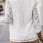 White Floral Lace Crochet Loose Fit V Neck Top