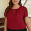 Red Dahlia Keyhole Pleated Crew Neck Plus Size T Shirt