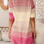 Pink Ribbed Short Sleeve Ombre Eyelet Knitted Cardigan