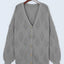 Gray Plus Size Knitted Hollow out Button up Cardigan