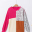 Leopard Patchwork Color Block Ribbed Long Sleeve Top