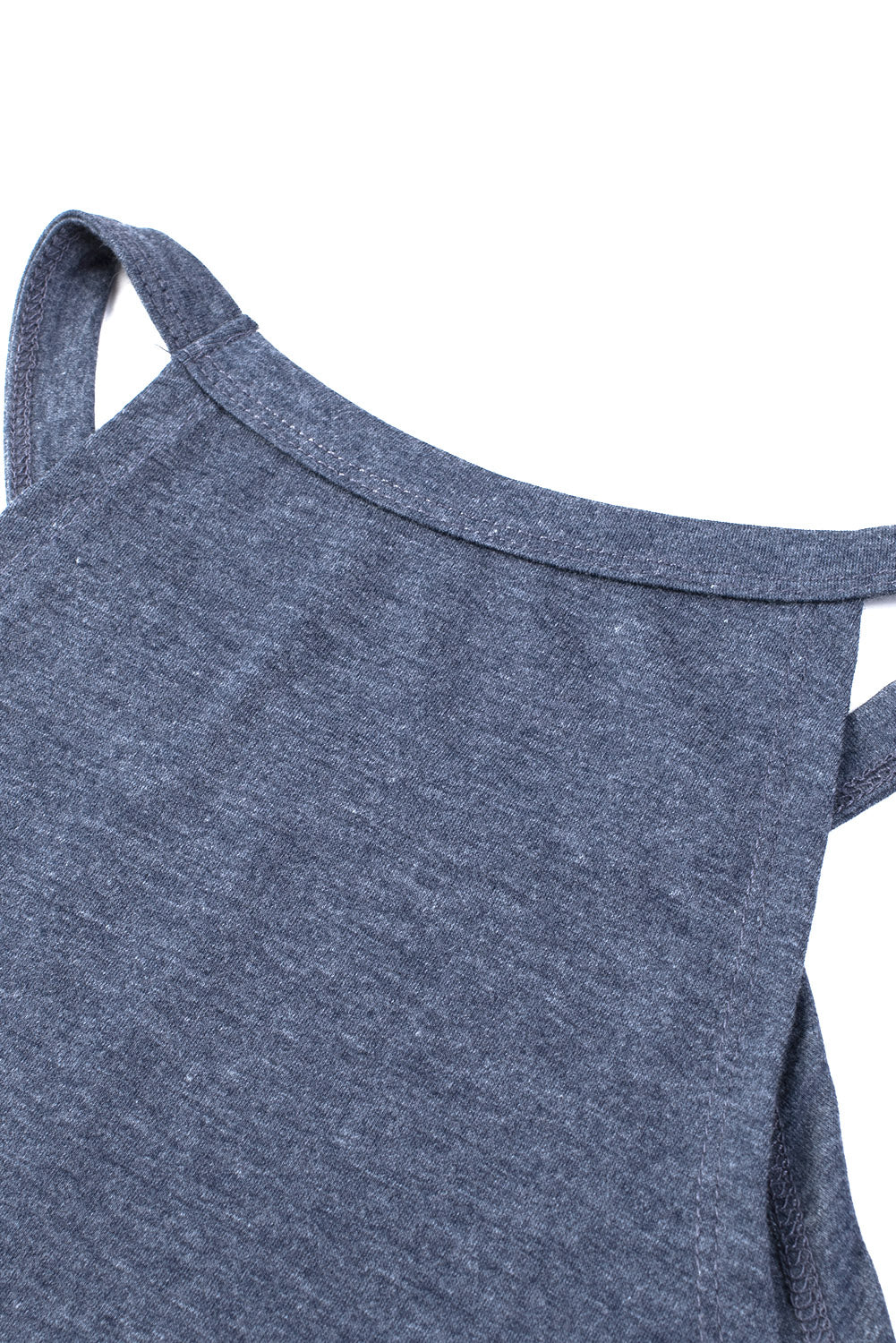 Black Solid Color Crew Neck Tank Top