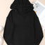 V Neck Ribbed Drop Shoulder Hooded Sweater