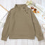 Apricot Quilted Buttoned Neckline Stand Neck Pullover Sweatshirt