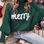 Red Merry Letter Embroidered High Neck Sweater