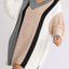 Apricot Mixed Boucl Color Block Plus Size Sweater Dress