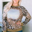 Leopard Print Bleached Long Sleeve Top