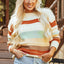 Crew Neck Drop-shoulder Striped Color Block Sweater