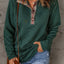 Green Geometric Texture Plaid Trim Sweatshirt