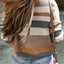 Taupe Classic Round Neck Colorblock Knit Sweater