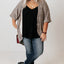 Khaki Plus Size Leopard Print Half Sleeve Open Front Cardigan