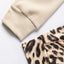 Pale Khaki Leopard Colorblock Waffle Knit Top