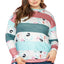 Pink Stripe Plus Size Colorblock Pullover Top