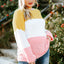 Yellow Colorblock Bubble Sleeve Plus Size Sweater