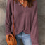 purple Waffle Knit Loose Long Sleeve Top